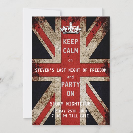 Union Jack UK Vlag Bachelor Party Kaart (Voorkant)