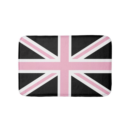 Union Jack UK Vlag roze en zwart Badmat (Voorkant)
