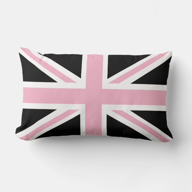 Union Jack UK Vlag roze en zwart Kussen (Voorkant)