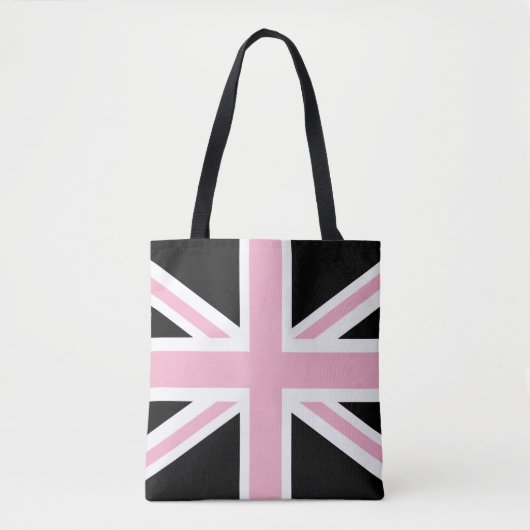 Union Jack UK Vlag roze en zwart Tote Bag (Voorkant)