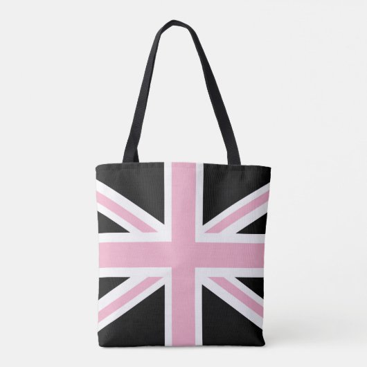 Union Jack UK Vlag roze en zwart Tote Bag (Achterkant)