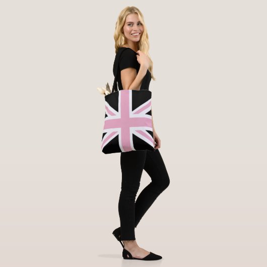 Union Jack UK Vlag roze en zwart Tote Bag (Op model)