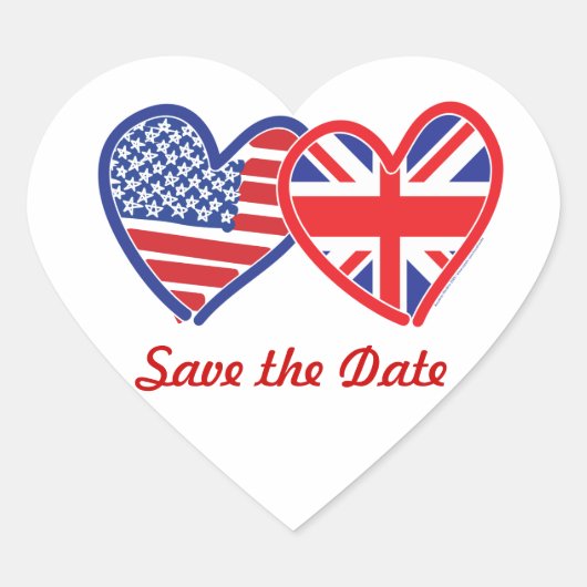 Union Jack/USA Hart Sticker (Voorkant)