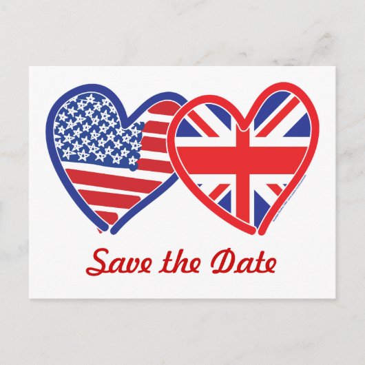 Union Jack/USA Save the Date Aankondigingskaart (Voorkant)