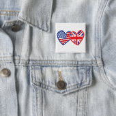 Union Jack/USA Vierkante Button 5,1 Cm (In situ)