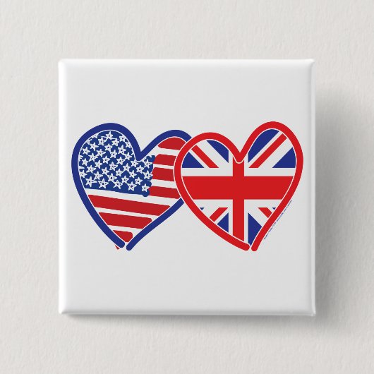 Union Jack/USA Vierkante Button 5,1 Cm (Voorkant)