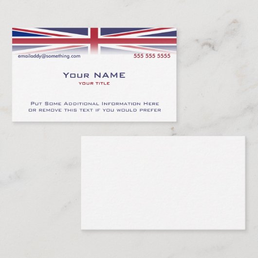 Union Jack versie 1 Visitekaartje (Voorkant / Achterkant)