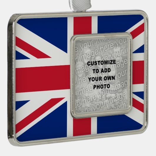Union Jack Verzilverd Omlijst Ornament (Rechts)