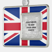 Union Jack Verzilverd Omlijst Ornament (Links)