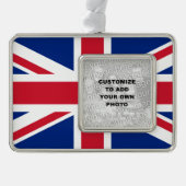 Union Jack Verzilverd Omlijst Ornament (Voorkant)