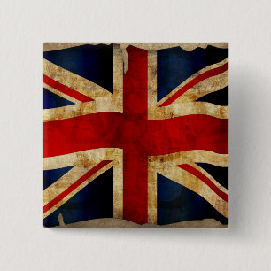Union Jack Vierkante Button 5,1 Cm