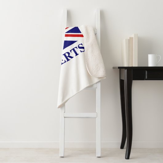 Union Jack vlag aangepaste Sherpa fleece deken (In situ)