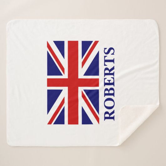 Union Jack vlag aangepaste Sherpa fleece deken (Voorkant (horizontaal))