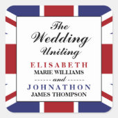 Union Jack Vlag Brits Huwelijk Vierkante Sticker (Voorkant)