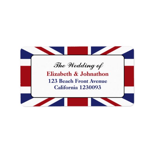 Union Jack vlag Britse bruiloft Etiket (Voorkant)
