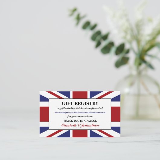 Union Jack vlag Britse bruiloft geschenk register Informatiekaartje (Staand voorkant)