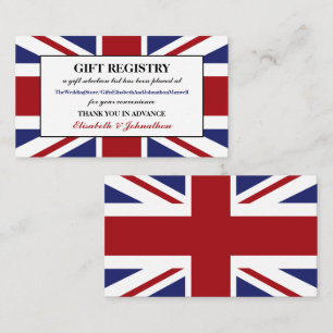 Union Jack vlag Britse bruiloft geschenk register Informatiekaartje
