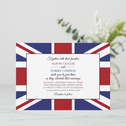 Union Jack vlag Britse bruiloft Kaart (Staand voorkant)