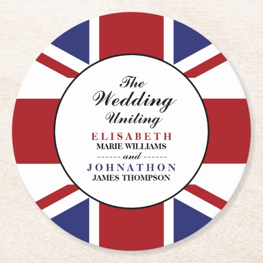 Union Jack vlag Britse bruiloft Ronde Kartonnen Onderzetter (Voorkant)
