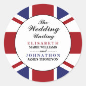 Union Jack vlag Britse bruiloft Ronde Sticker (Voorkant)