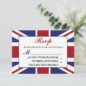 Union Jack vlag Britse bruiloft RSVP Kaartje (Staand voorkant)