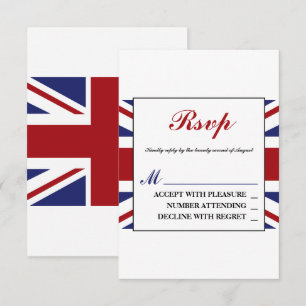 Union Jack vlag Britse bruiloft RSVP Kaartje