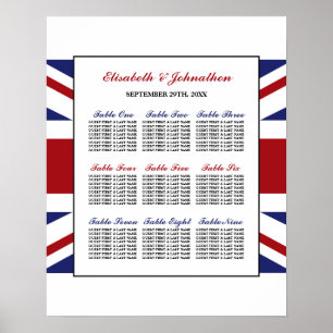 Union Jack Vlag Britse bruiloft zitplaatsen kaart Poster