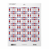 Union Jack Vlag Britse Huwelijk Etiket (Full Sheet)