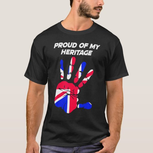 Union Jack Vlag Gedrukte Palm T-shirt (Voorkant)