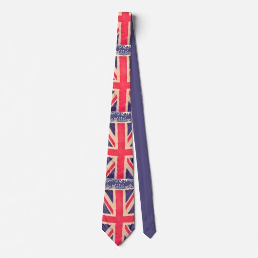 UNION JACK VLAG grunge + jouw idee Stropdas (Voorkant)
