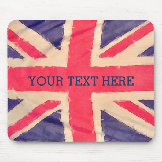 UNION JACK VLAG grunge + jouw tekst Muismat (Voorkant)