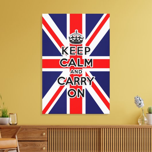 Union Jack vlag houden kalm en doorgaan Canvas Afdruk (Insitu (Woonkamer))