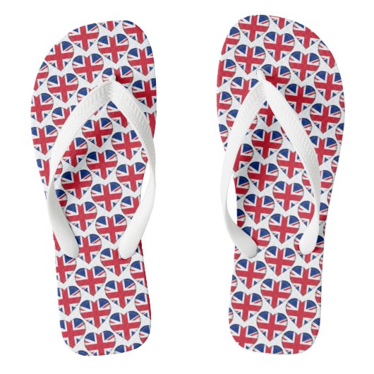Union Jack vlag kleuren harten patroon patriottisc Teenslippers (Voetbed)