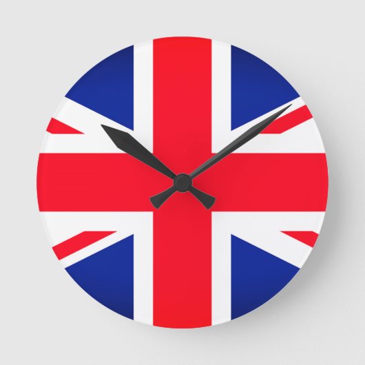 Union Jack Vlag Ronde Wandklok (Voorkant)