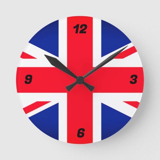 Union Jack Vlag Ronde Wandklok (Voorkant)
