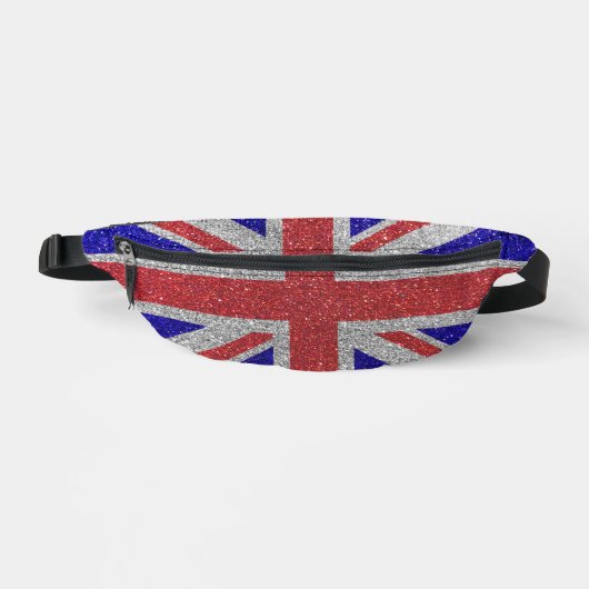 Union Jack Vlag Rood Wit en Blauw Glitter Glam Heuptasje (Voorkant)