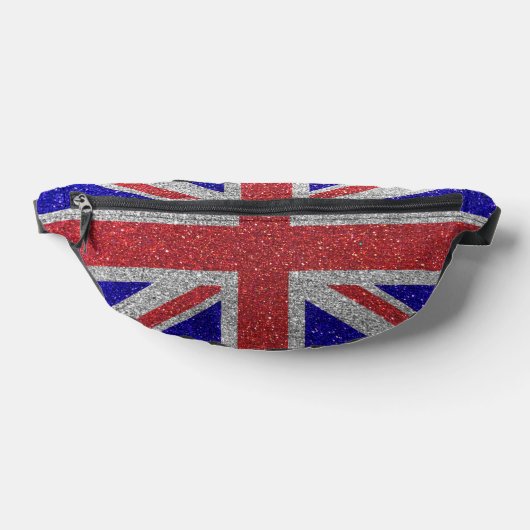 Union Jack Vlag Rood Wit en Blauw Glitter Glam Heuptasje (Liggend)