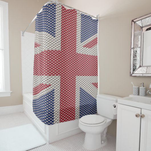 Union Jack Vlag Visnet Patroon Douchegordijn (In situ)
