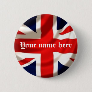 Union Jack (voeg je eigen naam toe) Ronde Button 5,7 Cm