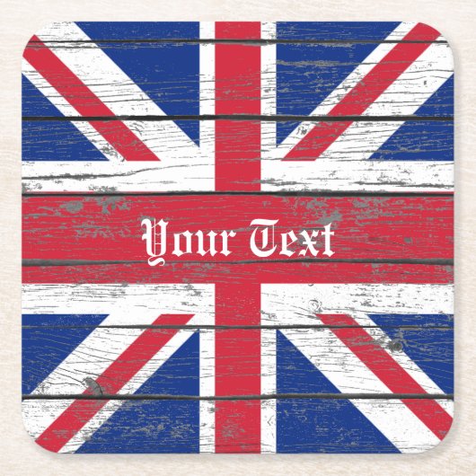 Union Jack Weathered Wood Personaliseren Kartonnen Onderzetters (Voorkant)