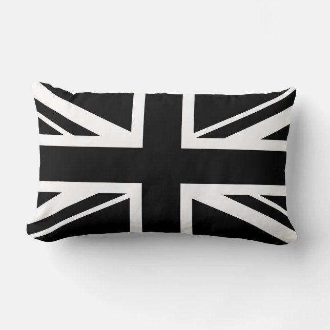 Union Jack ~ Zwart en Wit Kussen (Voorkant)