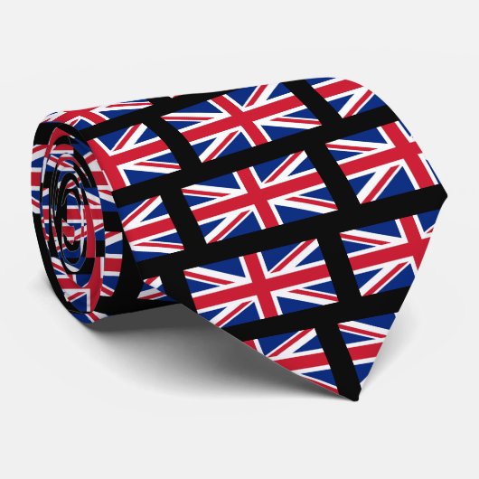 Union Jack - zwart Stropdas (Opgerold)