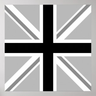 Union Jack/Zwart-wit Vlag Poster