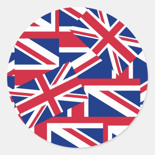 Union Jacks Galore Ronde Sticker (Voorkant)