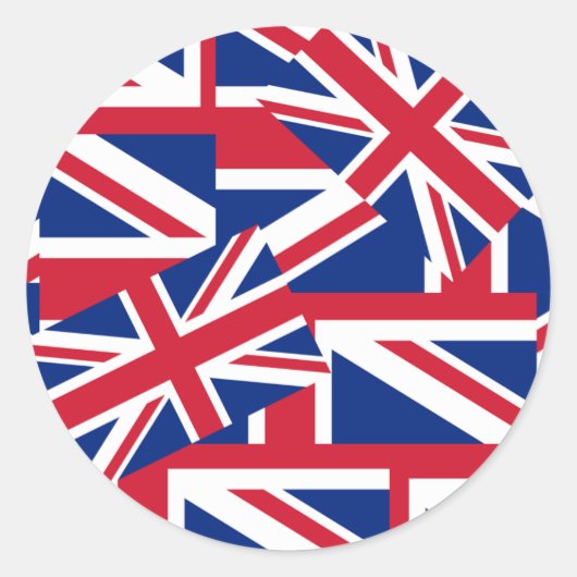 Union Jacks Galore Ronde Sticker (Voorkant)