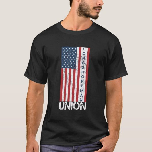 Union Member Amerikaanse vlag Longshoreman Hoodie T-shirt (Voorkant)