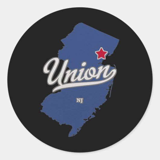 Union New Jersey Nj Map  Ronde Sticker (Voorkant)