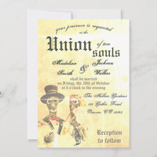 Union of Souls-Gothic Halloween Wedding Invitation Kaart (Voorkant)