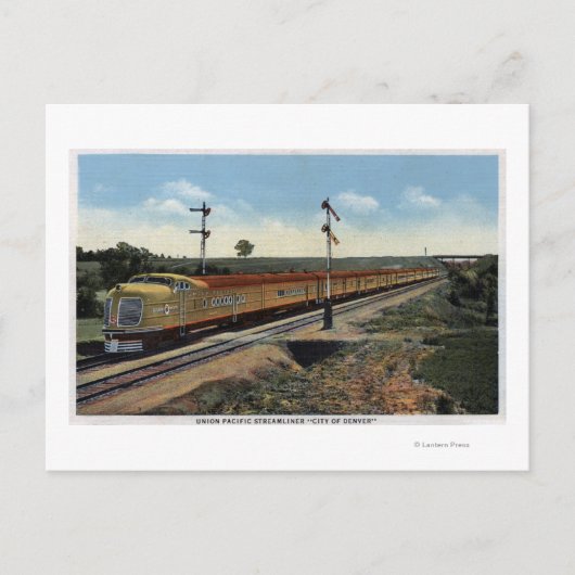 Union Pacific Streamliner "City of Denver" Briefkaart (Voorkant)