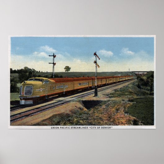 Union Pacific Streamliner "City of Denver" Poster (Voorkant)